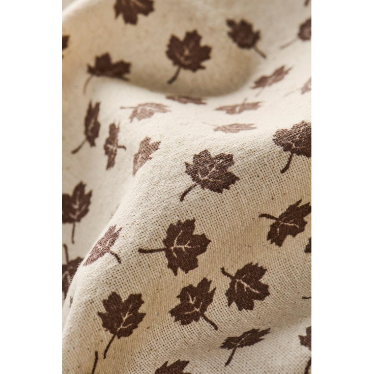 Torchon naturel motif feuilles