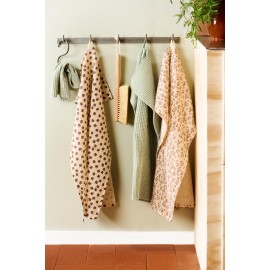 Torchon naturel motif feuilles