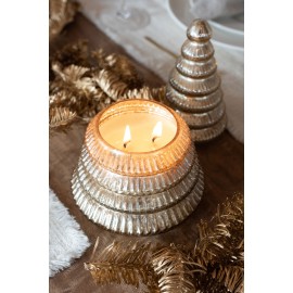 Bougie parfumée sapin cotelé or