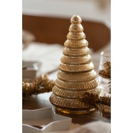 Bougie parfumée sapin cotelé or