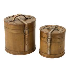 Coffre rond en bois grand modèle