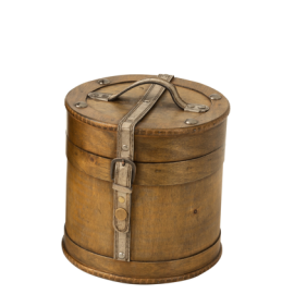 Coffre rond en bois
