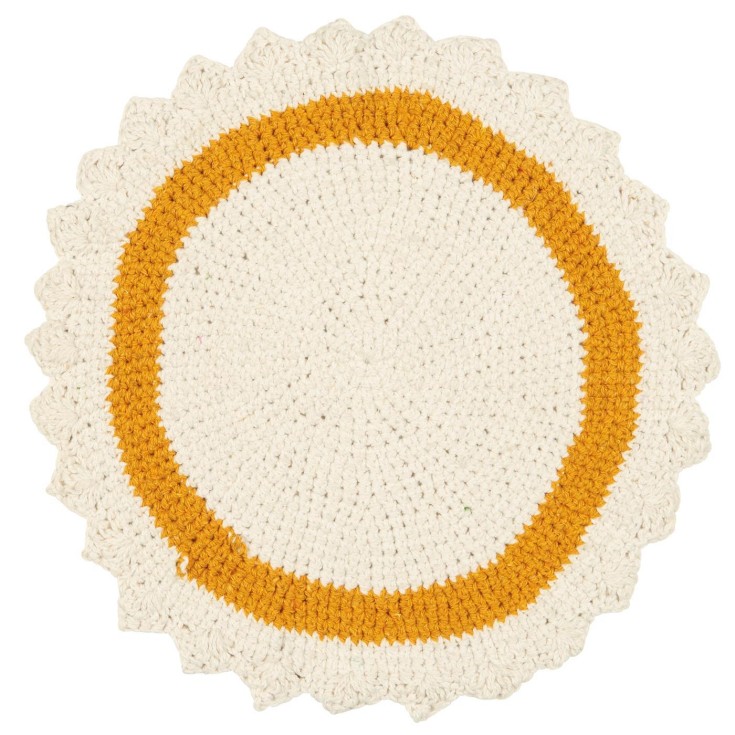 Set de table maille crochet jaune