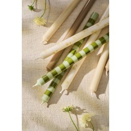 lot de 4 bougies à rayures "olive et verte"