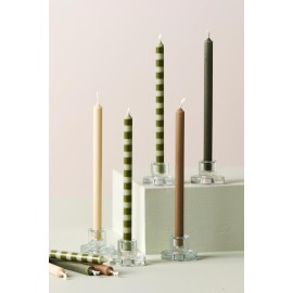 lot de 4 bougies à rayures "olive et verte"