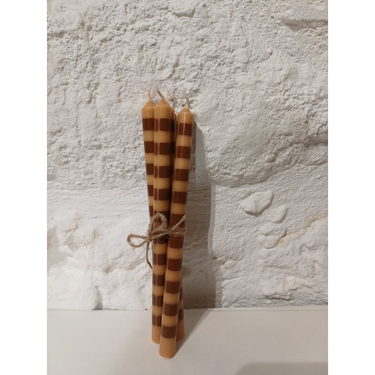 Lot de 4 bougies à rayures "marron"