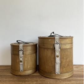 Coffre rond en bois grand modèle